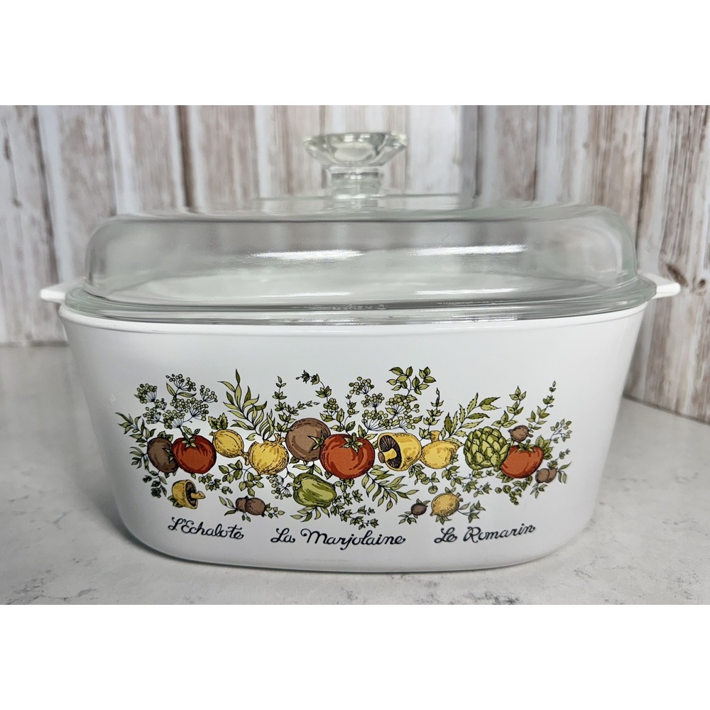Corning Ware A-5-B Spice Of Life 5 Quart With CHIPPED Pyrex Lid A-12-C